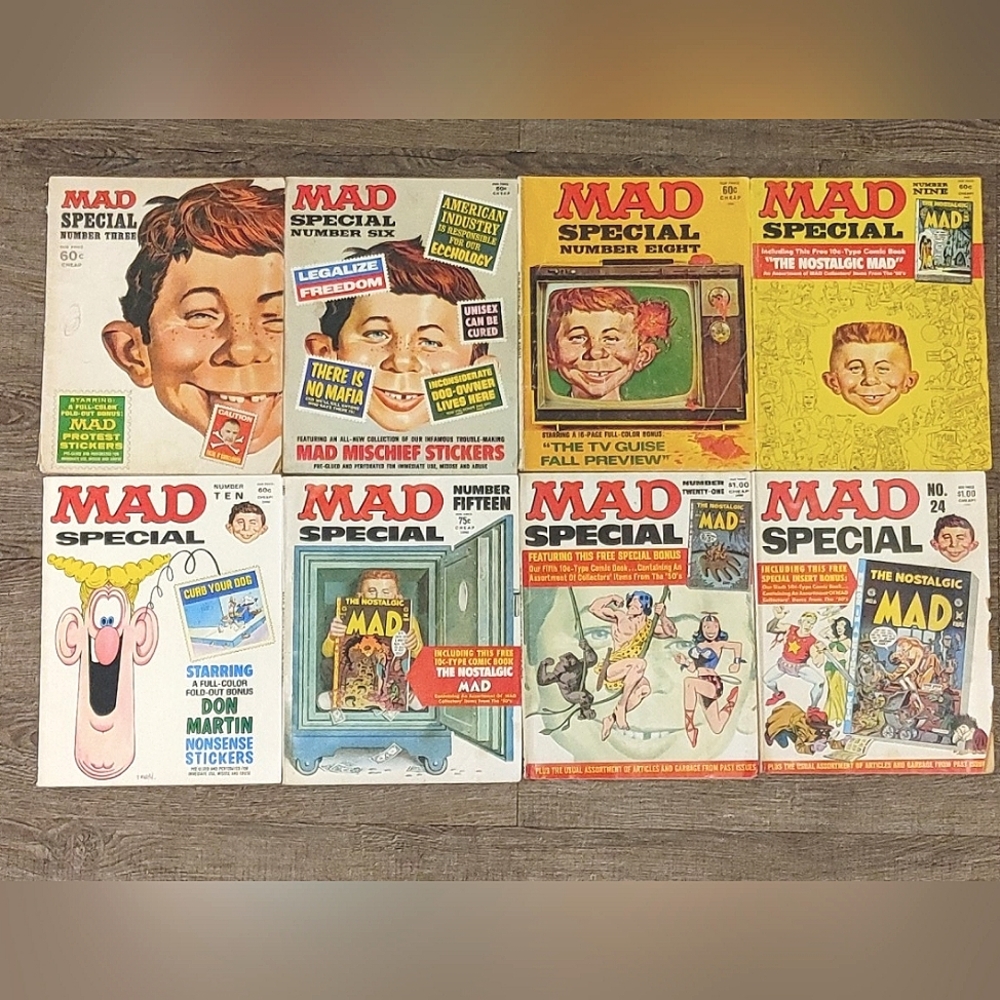 MAD SPECIAL Magazine Lot Of 8 1970's Good Condition Vintage Paperback Comics